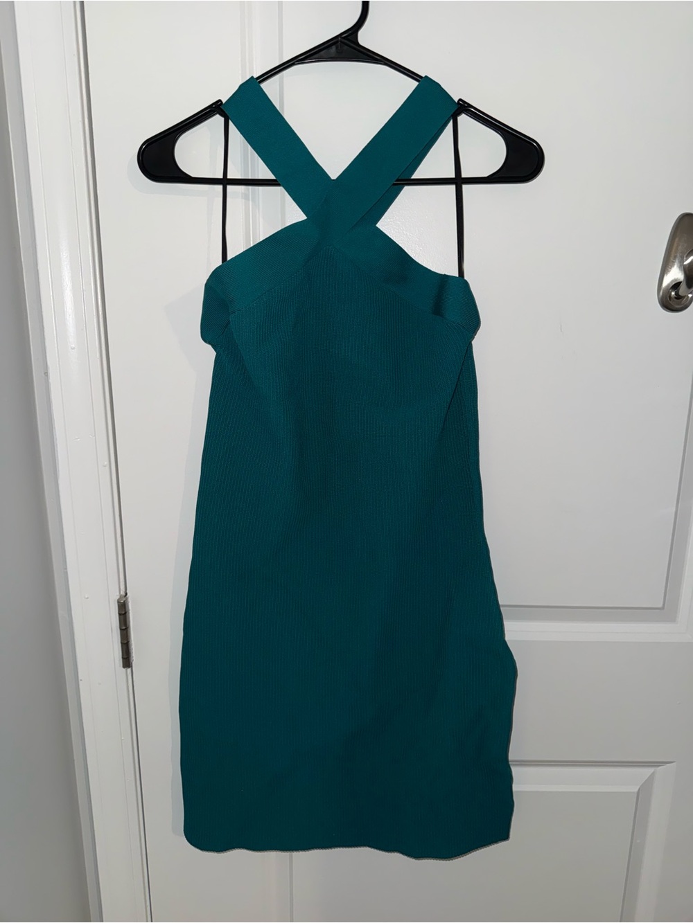 Aritzia Teal Cross-Back Mini Dress
